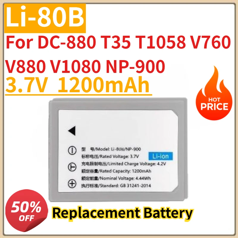 

High Quality New LI-80B Camera Battery 3.7V 1200mAh For DC-880 T35 T1058 V760 V880 V1080 NP-900