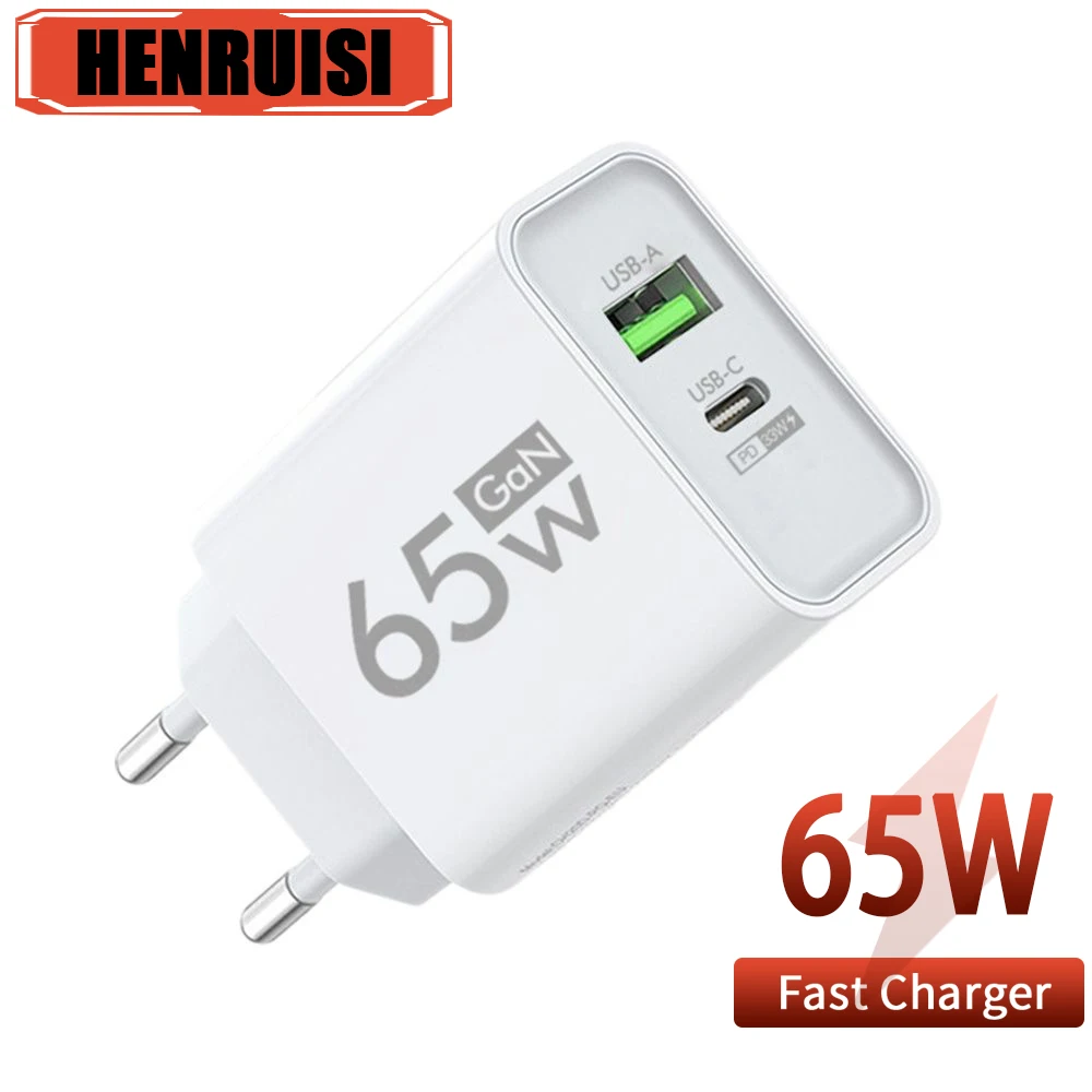 

65W 2 Ports USB PD Charger Fast Charging Type C Travel Adapter USB QC 3.0 For iPhone Xiaomi 13 Pro Samsung Huawei Wall Charger