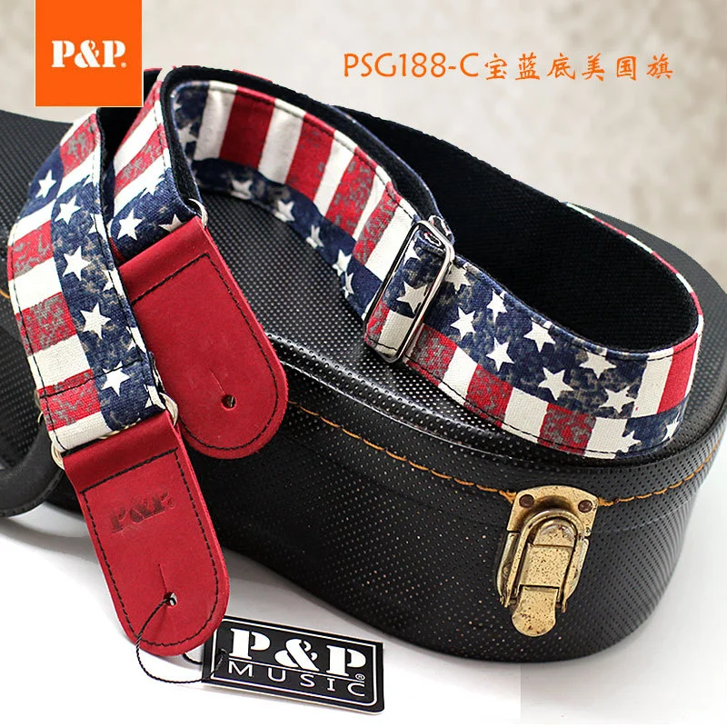 P&P Adjustable Embroidered Cotton Guitar Strap Widening and Thickening for Electric Acoustic Wooden Guitar Bass Belts