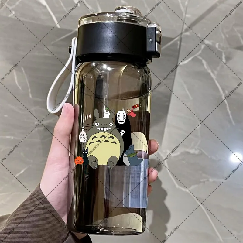 600ml Totoro Water Bottle Unisex Portable Plastic Cups Cartoon Anime Pattern Printed Cup Women Men Outdoor Sports Bottles Gifts view 2