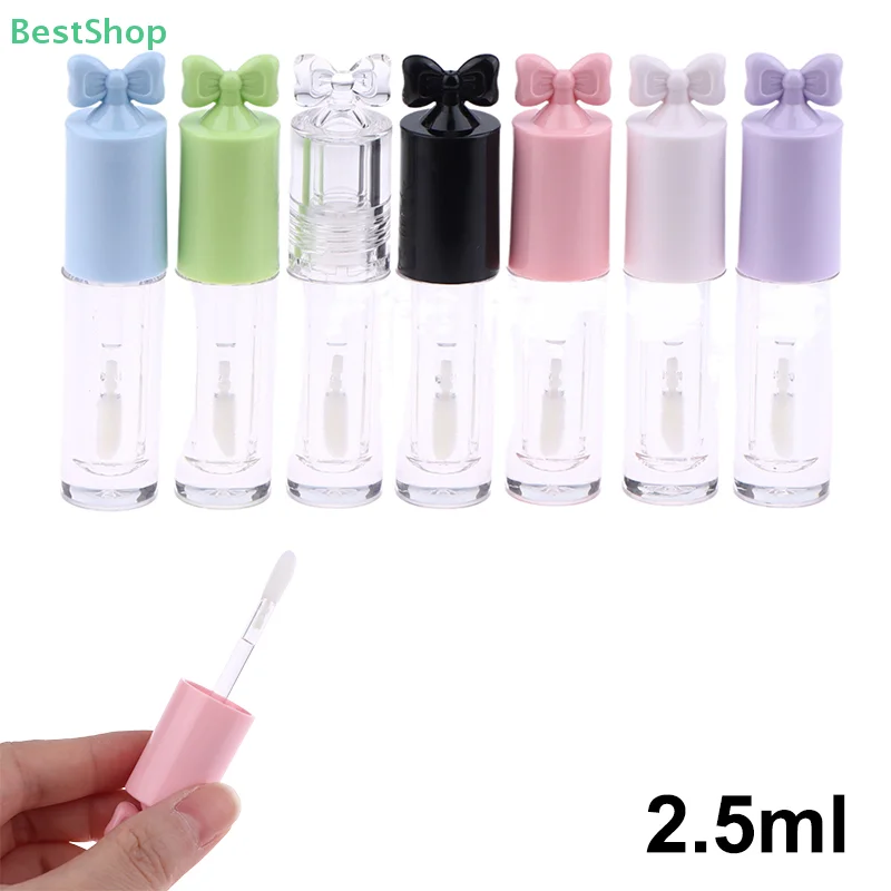 ♥ ♥ ♥ 空リップグロスチューブ 2.5ml リボンヘッド リップグロスチューブ 透明ボトル 詰め替え式リップスティックボトル