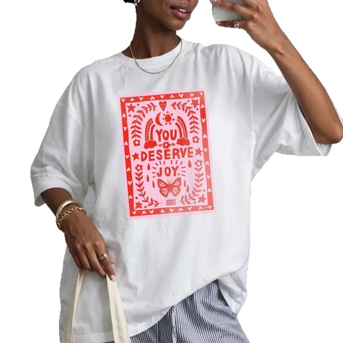 Women 100% Cotton Oversized T-Shirt, 