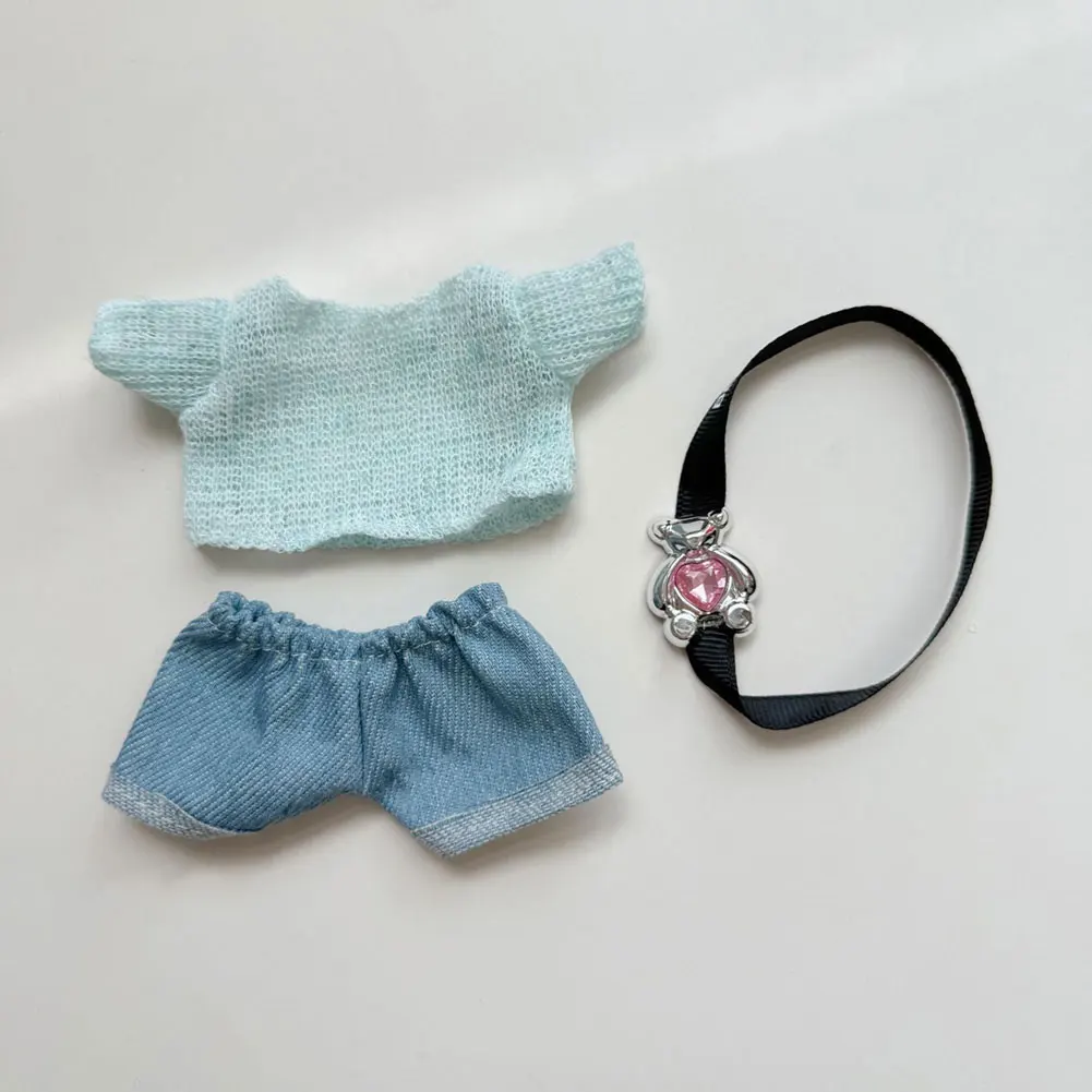 Voor 17 cm Labubu Poppenkleertjes Mode Leren Jas Poppenkleertjes Beer Trui Shirts Poppen Accessoires Leuke Decoratie