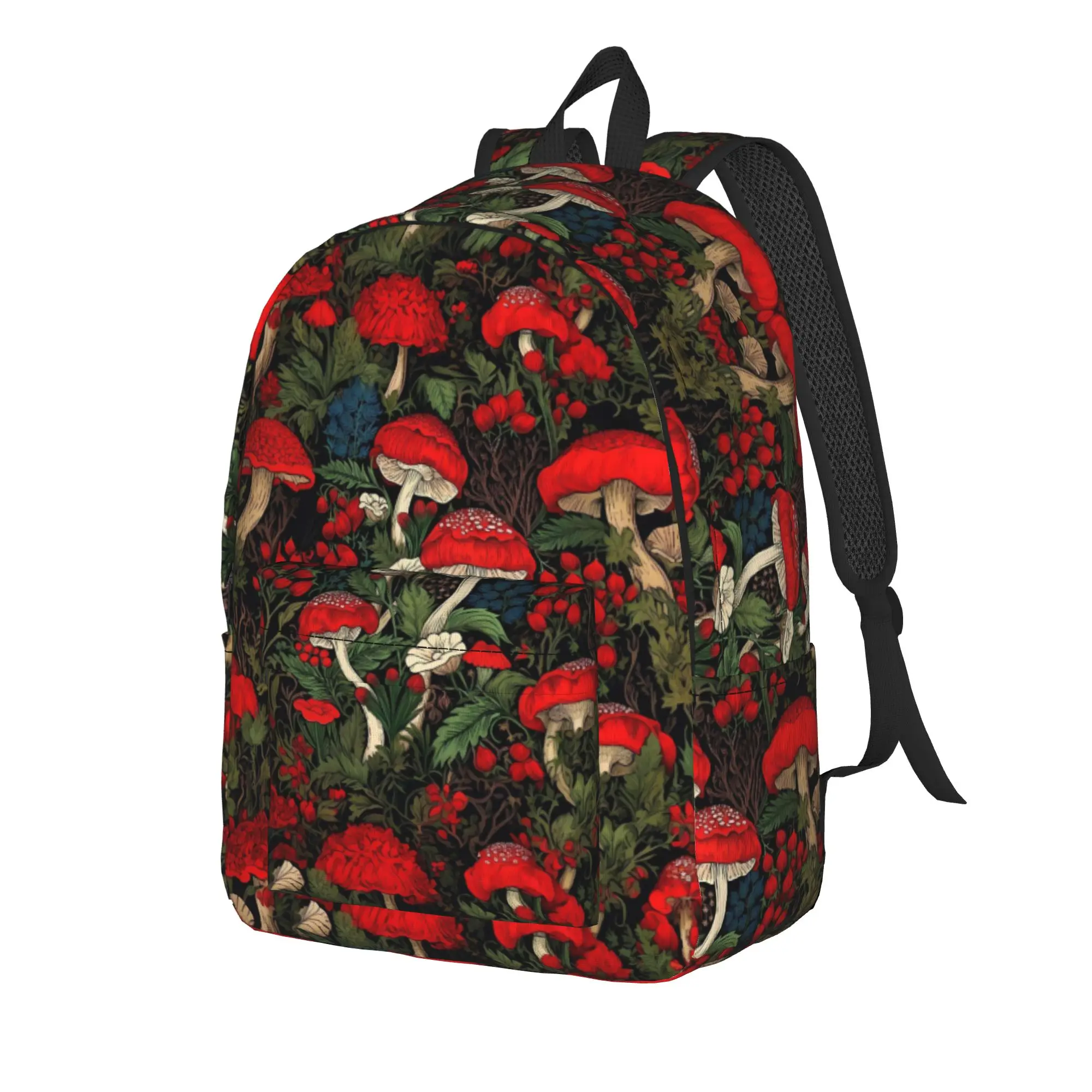 Retro Forest Red Mushroom Print Backpack  Travel Backpacks Female Aesthetic High School Bags Design Breathable Rucksack