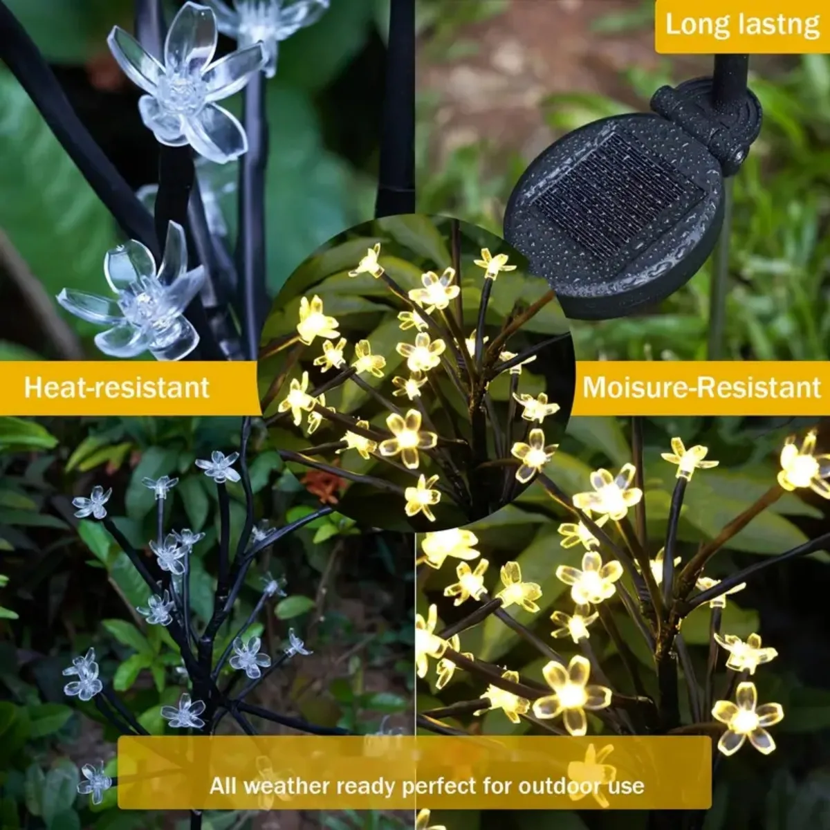 Pop 1/2PCS LED Cherry Blossom Solar Powered LED Tree Branch Lights Outdoor Waterproof 2 Lighting Modes Fairy Atmosphere Night Li
