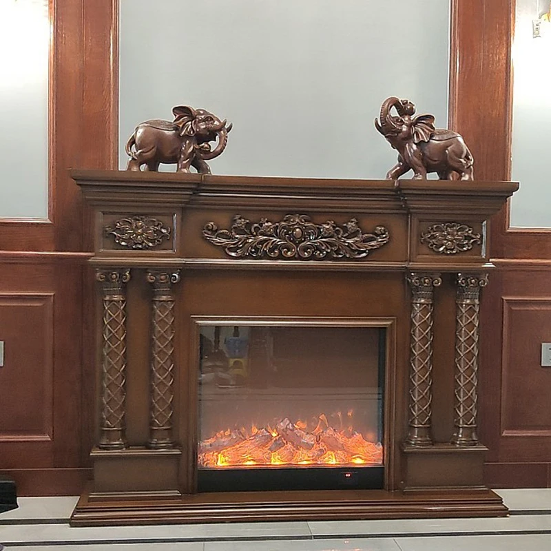 1.2/1.5/1.8/2.2m American fireplace decorative cabinet European villa living room simulation fire heating retro wall.