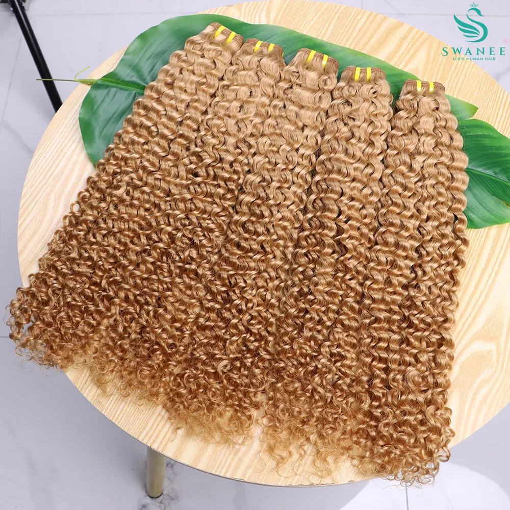 

ПОВОРОТНЫЕ # 27, медовые блондинки, глубокие вьющиеся пучки человеческих волос, наращивание волос с утком, необработанные девственные вьетнамские волосы, 1/3/4 пучка