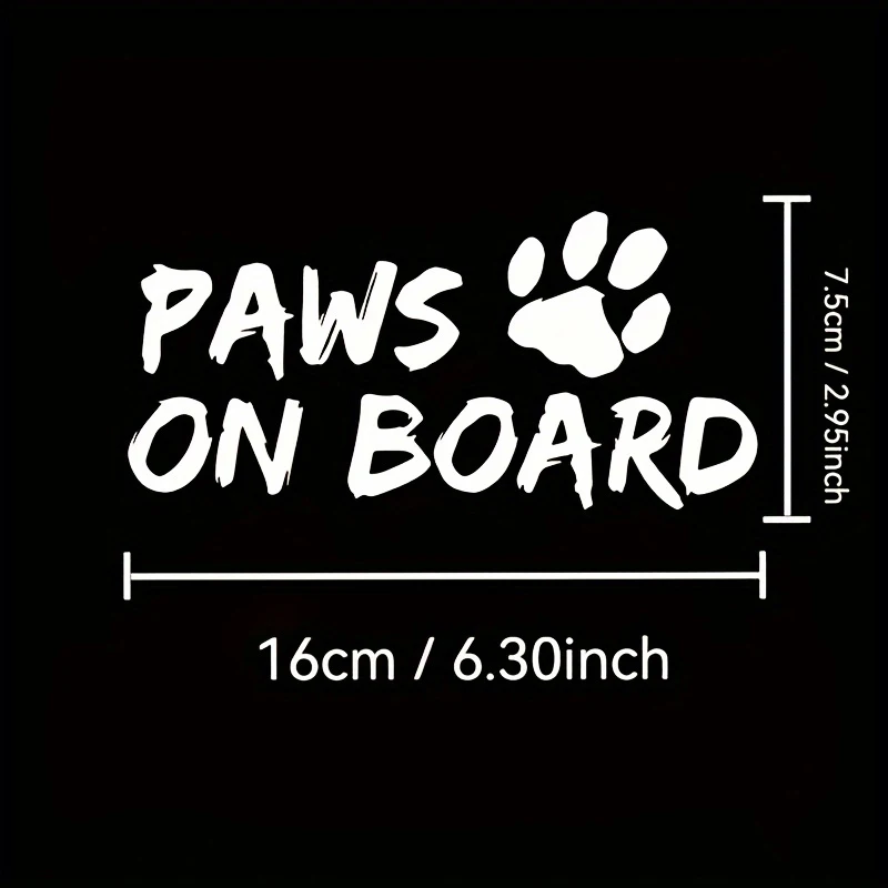 Paws On Board Dog Pet Waterproof Vinyl Sticker Removable Decal For Car Window Bumper Exterior Safety Decor