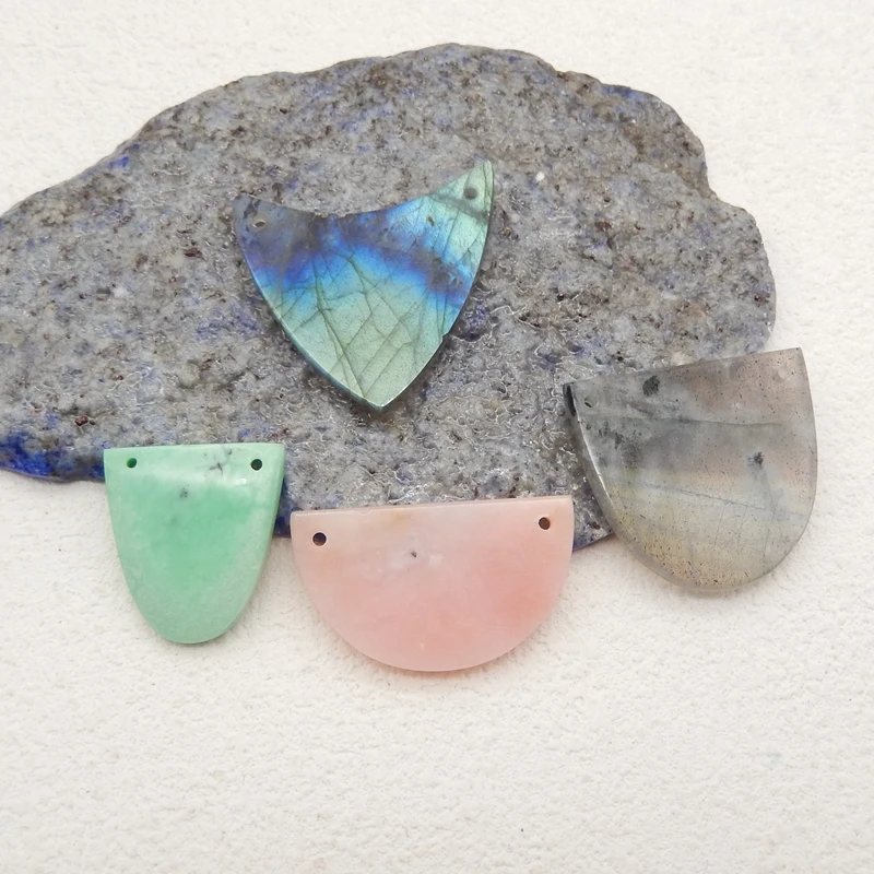 

4Pcs/set Charms Colorful Natural Stone Labradorite Green Turquoise Pendants Jewelry DIY For Necklace Jewelry Making26x23x3mm12g