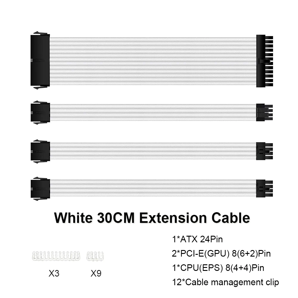 طقم كبلات تمديد ATX PSU ، 24Pin ، ci-e ، 6 + 2Pin CPU ، 4 + 4Pin ، حافظة PC ، ديي ، ألوان مختلفة متاحة ، 4 من من فضلك