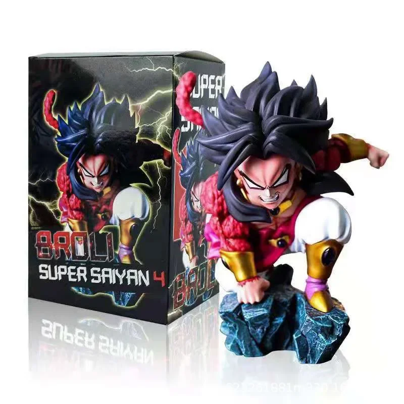 

New 12CM Dragon Ball Q version Saiyan Super 4 Broly level 4 car hand-made anime model doll ornaments