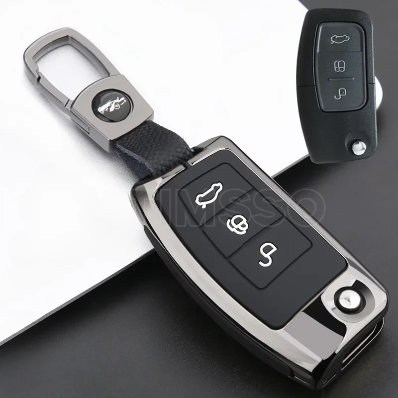 Zinc Alloy+Silica Gel Car Key Cover Case for Ford Focus 2 MK2 Fiesta Mondeo Galaxy Falcon Territory Ecosport Shell Accessories