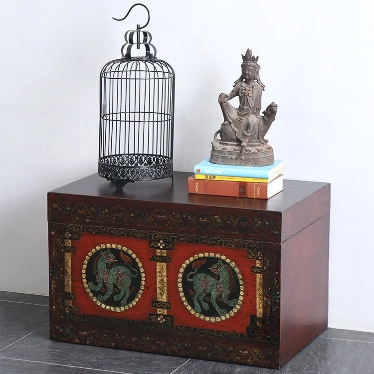 #a Tibetan Solid Wood Display Cabinet | Hand-Painted Treasure Chest