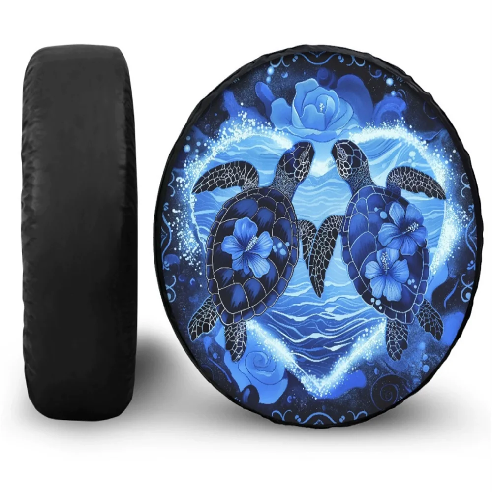 1 x estilo do carro pata coração impressão dinossauro tartaruga plutônio pvc couro capa de pneu sobressalente para honda toyota jeep roda traseira cobre protetor