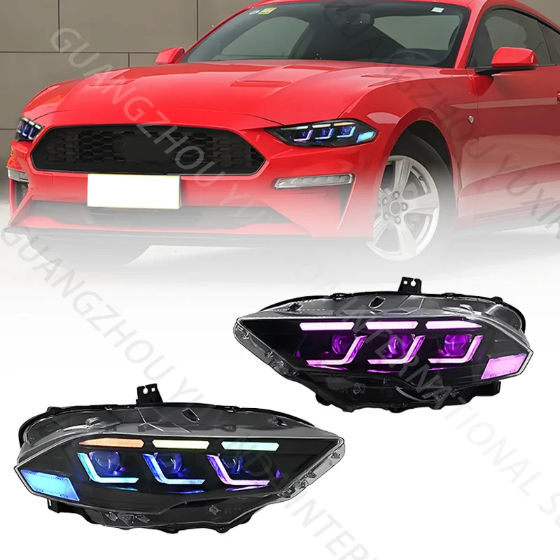 

Yuxinda Auto LED Headlight Assembly For Ford Mustang GT 2018-2023 Car RGB Head Lamp Mustang Accessories And Parts 18-23