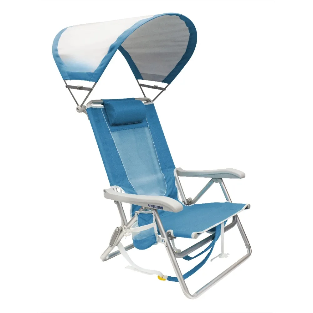 

SunShade Backpack Beach Chair Reclining Low Profile Seat with Canopy, Saybrook Blue