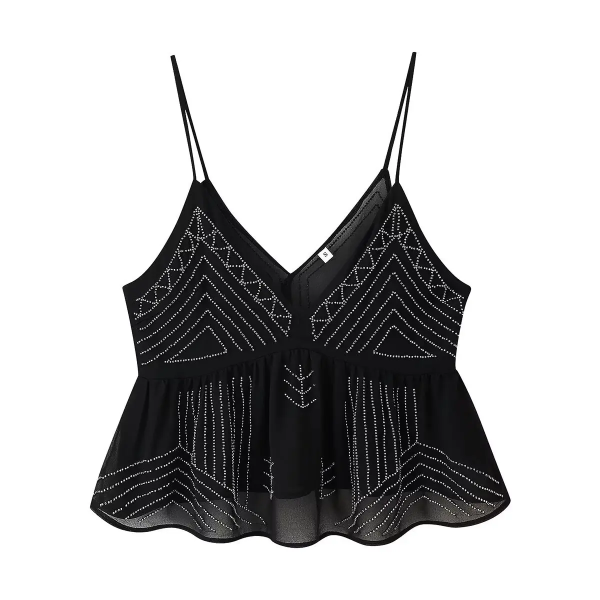 

2025 summer new European and American style women's fashionable sexy hot girl beaded embroidered V-neck short suspender top
