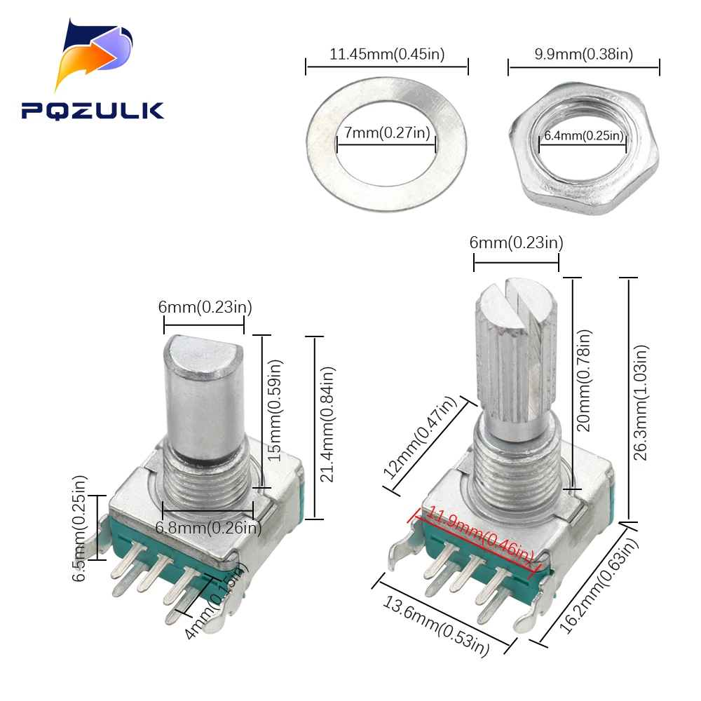 5PCS Ad Angolo Retto EC11 Encoder Rotativo da 360 Gradi con Interruttore Audio Potenziometro Digitale 15MM 20MM 5PIN Pulsante manopola di Codifica