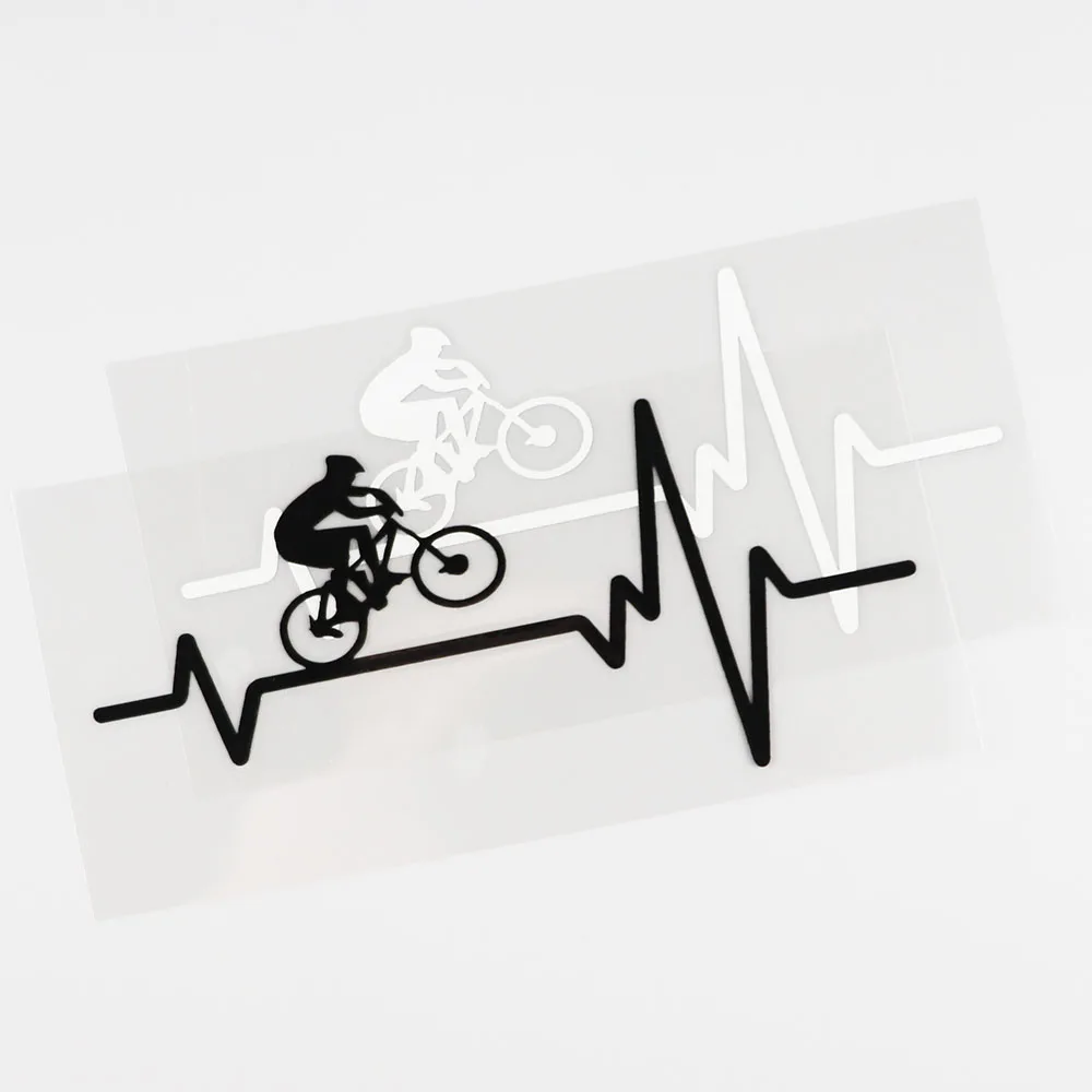 YJZT  Cycling Mountain Bike  Helmet Heartbeat Decal Vinyl Black/Silver Car Stickers