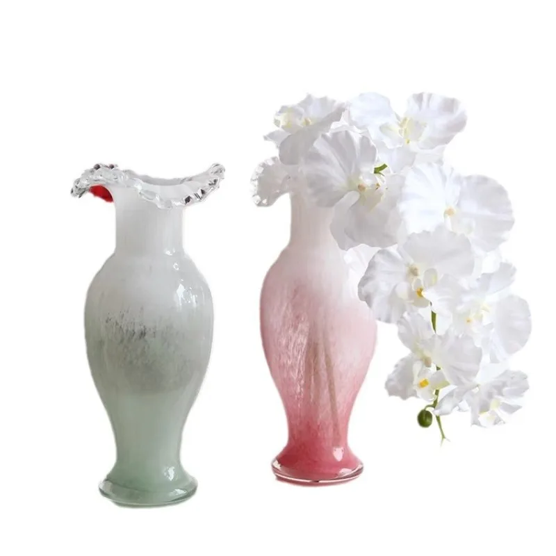 

Medieval French glass vase ornament handmade retro flower arrangement dried flower water flower decoration countertop vase