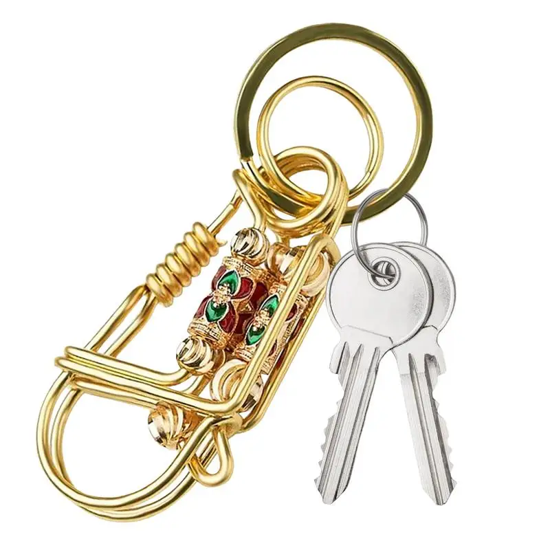 Vintage Keychain Vintage 3D Brass Car Keychain Elegant Key Ring Fob Chain Holder Fashionable Women's Keyrings & Keychains