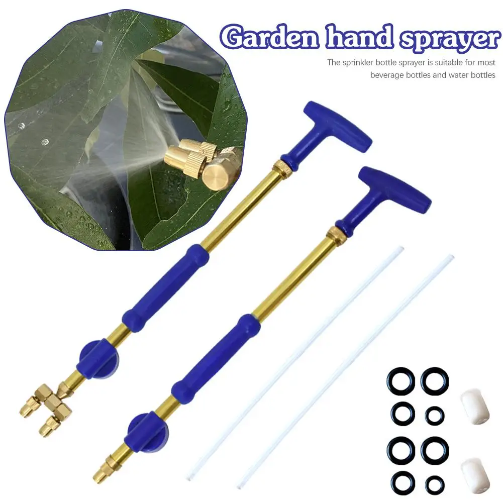 Garden Manual Reciprocating Sprayer Double Head Handheld Pull Pump Household Copper Manual Sprayer Rod Spray Metal Micro Pu C1T2