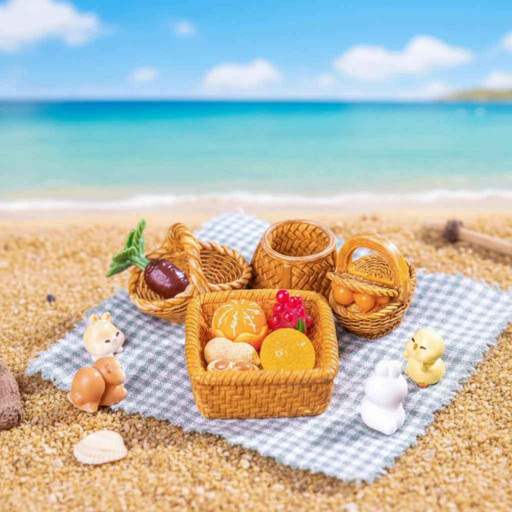 

2 шт. 1/12 кукольный домик, рамка из ротанга, милая корзина для хранения фруктов и овощей из смолы, 10 стилей, миниатюрные украшения для кукол ручной работы