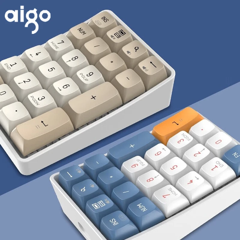 Aigo A18 Numeric Keyboard Wireless Ergonomics Mechanical Keyboard Office Dual Mode Connection 22 Keys for Accounting Finance