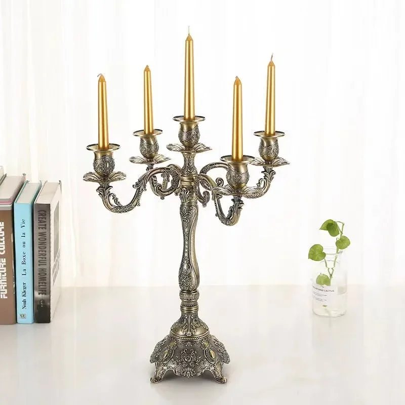 Western food boutique bronze five-headed European candle holder romantic Valentine's Day candlelight dinner table household jewe
