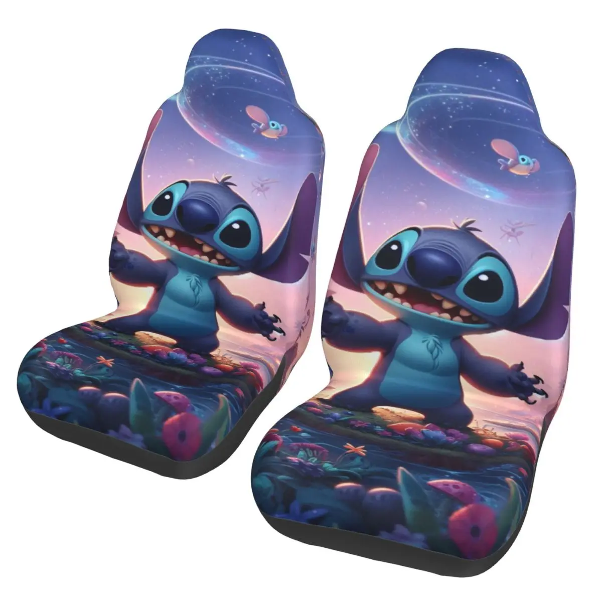 

Cartoon Lilo And Stitch Universal Car Seat Cover Auto Interior Travel Car Seat Protection Covers Fiber Fishing