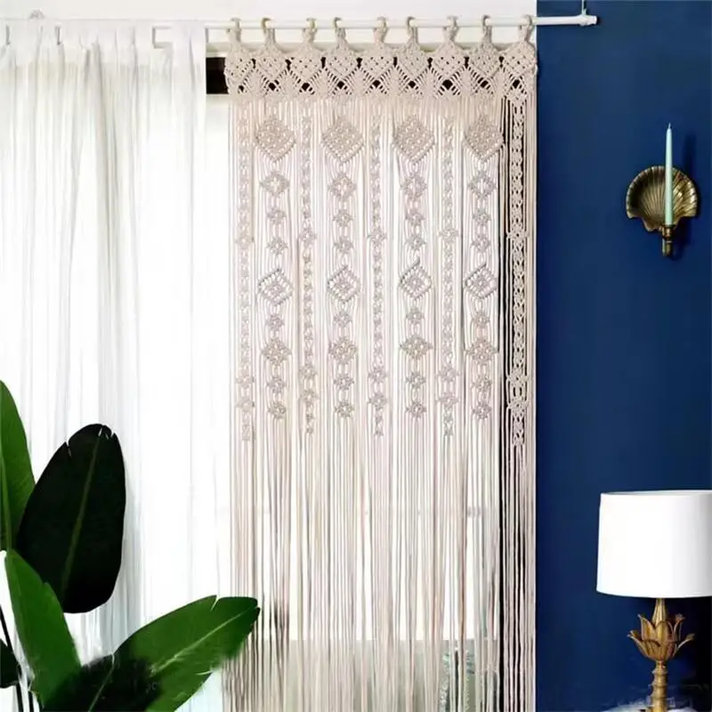 

Boho Macrame Curtains Boho Hand Woven Wall Hangings Window Curtains Bohemian Decor for Window Doorway Closet Wedding Backdrop