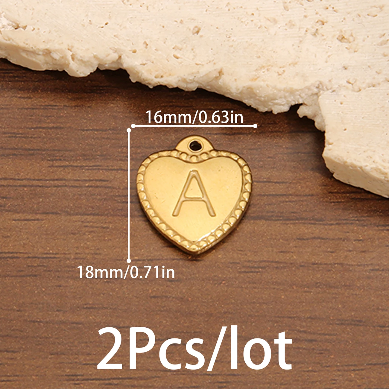 2Pcs Heart Initial Alphabet Pendants Stainless Steel Letter Charms for DIY Jewelry Making Supplies Necklace Bracelet Accessories view 4