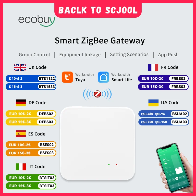 Tuya Zigbee 3.0 Gateway Hub Smart Home Wireless Bridge Smart Life APP Remote Control Zigbee Gateway Works With Alexa Google Home