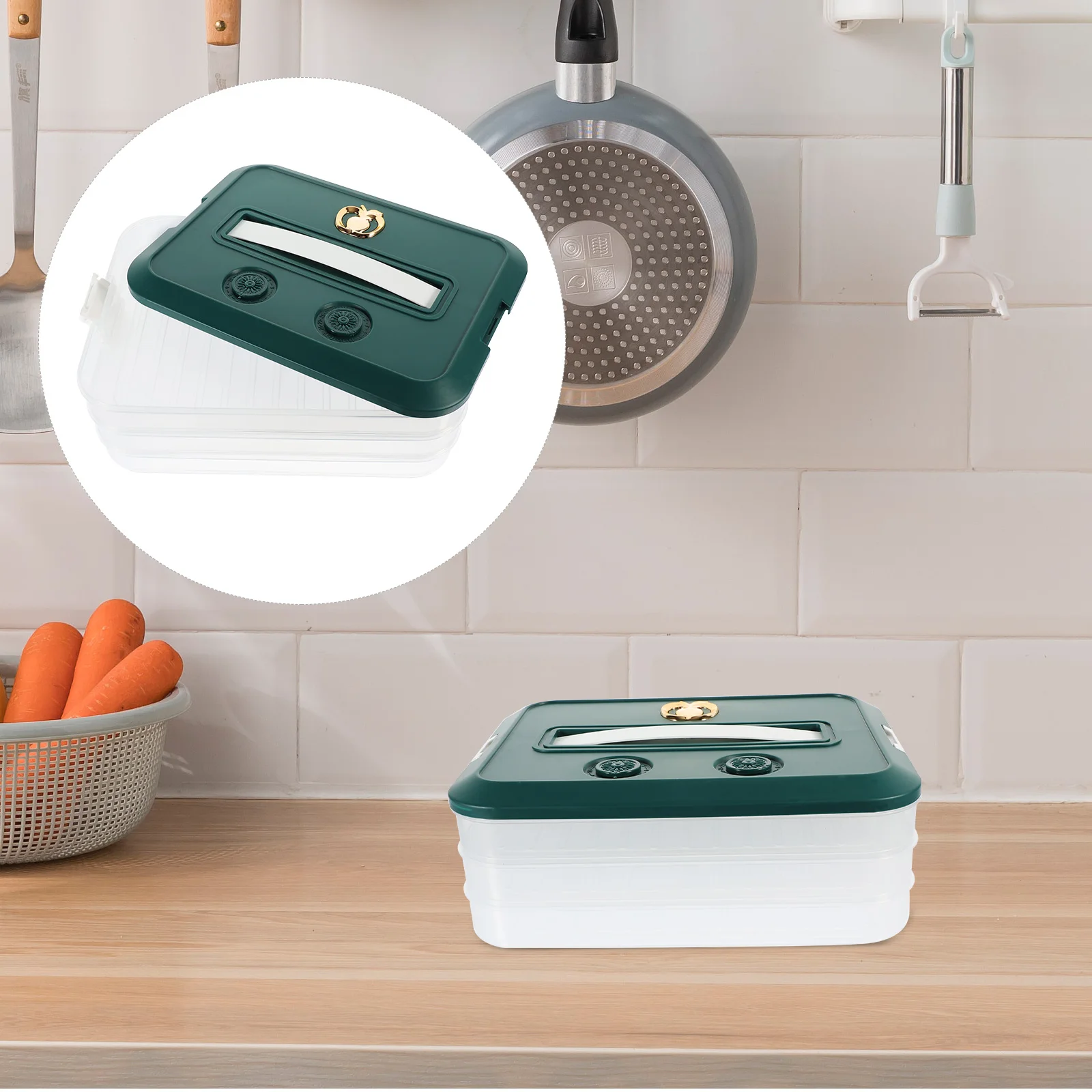 

Layers PP Refrigerator Preservation Box for Dumpling Food Storage Container Fridge Freezer Case Non Skid Keep Fresh