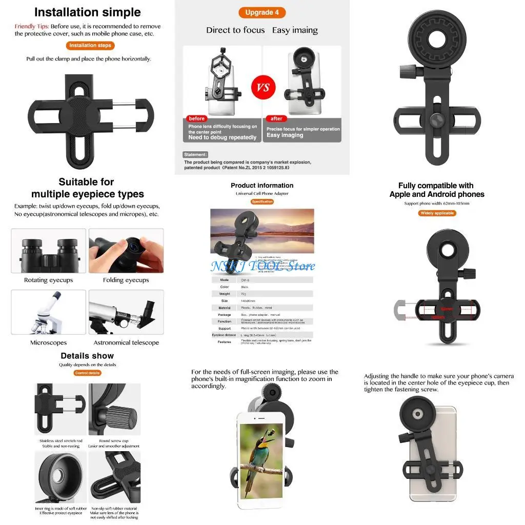 

L8RC Plastic Smartphones Adapters Mount Universal for Binoculars Monocular