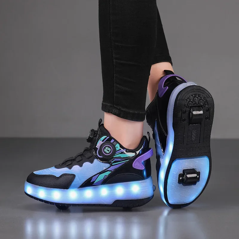 Invisible Bottom Flying Shoes with Wheels Hot Sale Of The Season Unisex Kids' Double Wheel Walking Shoes Roller Skates Entertain