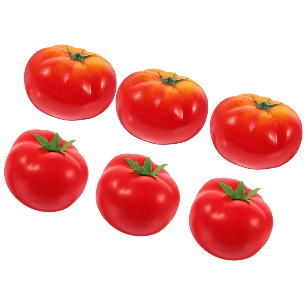 6 Pcs Imitation Tomato Fake Model Vegetables Lifelike Decorations Simulated Models Plastic Kitchen