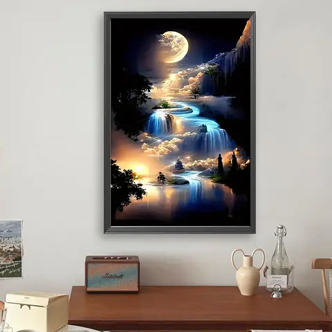 Paint By Numbers Kit On Canvas DIY Oil Art Moon Picture Home Wall Decor40x60cm