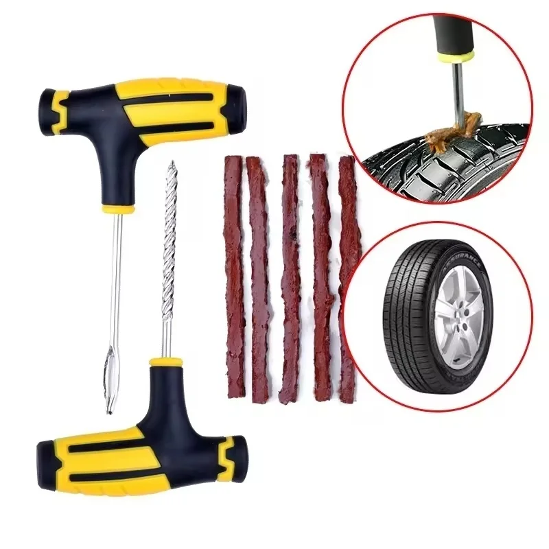 Car Tire Repair Tool Tire Repair Kit Studding Tool Set Auto Bike Tubeless Tire Tyre Puncture Plug Garage Tools With Rubber Strip