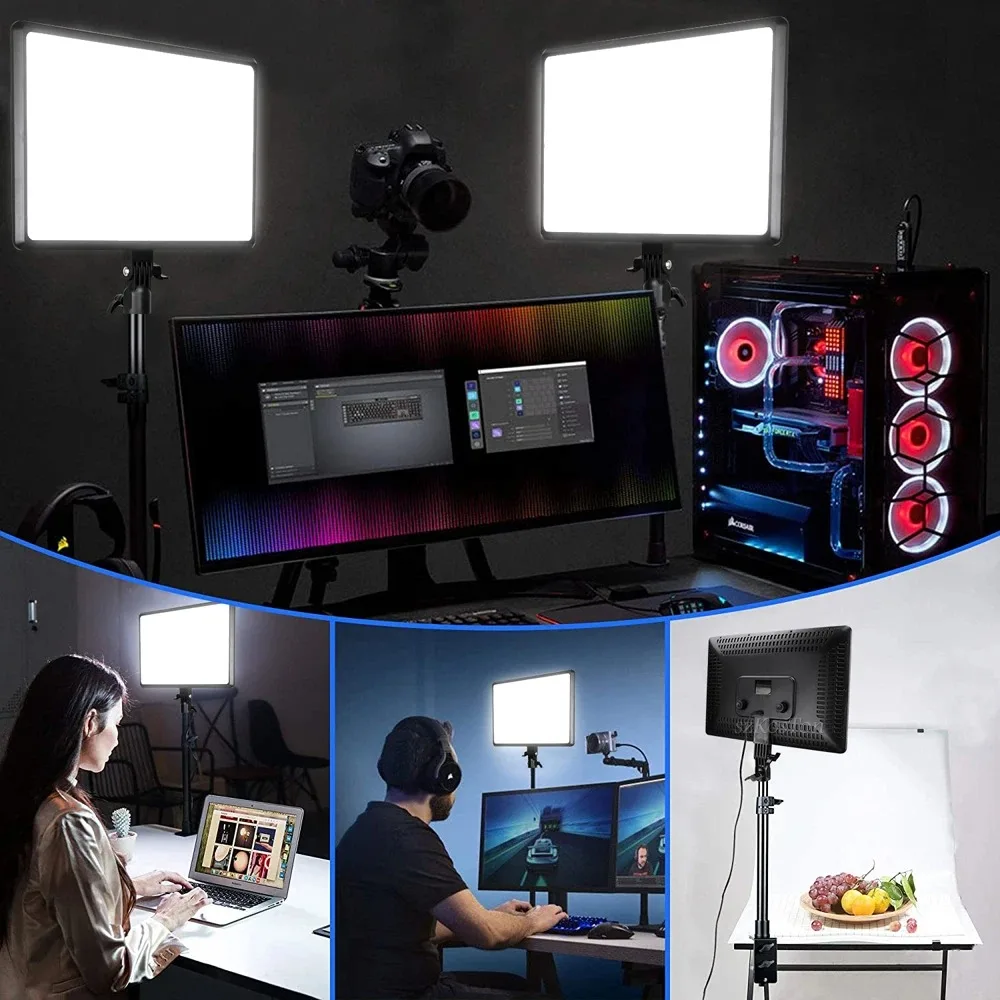 10 Inch LED Video Light Panel 3200K-6000K Dimmable Photography Lighting Remote Control EU Plug Live Streaming Studio Lamp