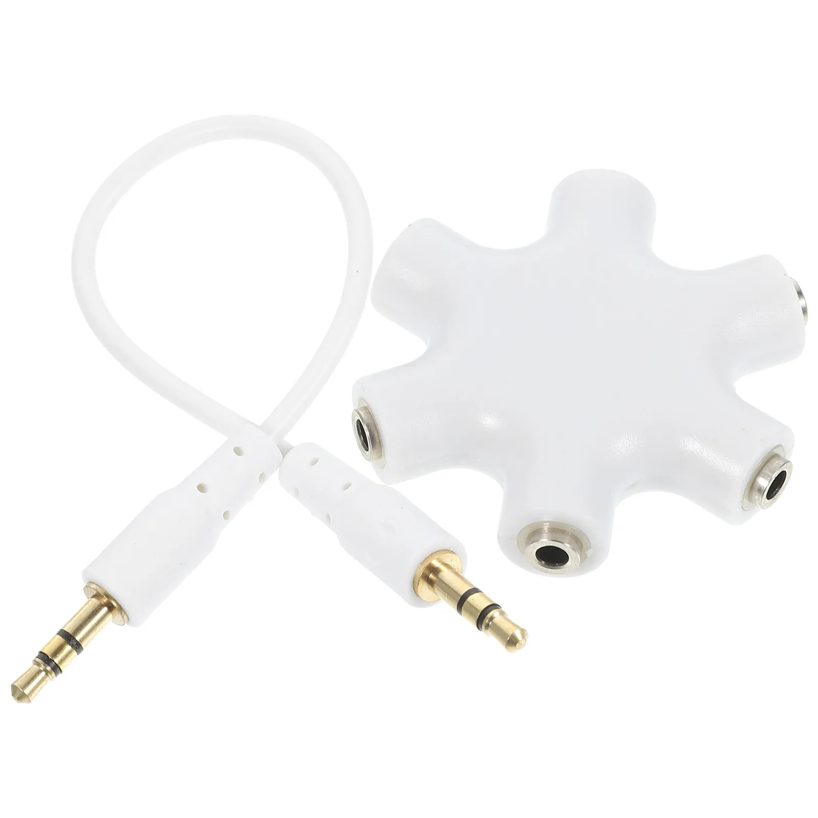 Hexangular 5-Way 6-Port Headphone Splitter Adapter Audio Connector for Phone Music Player Pc Sharing Sound Mixing