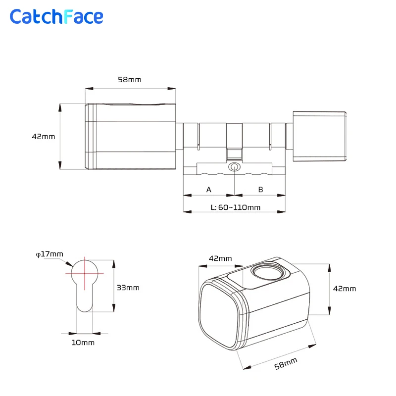 Tuya APP Fingerprint RFID Card Bluetooth Cylinder Lock Biometric Electronic Smart  Door Lock Digital Keyless Replace Lock Home