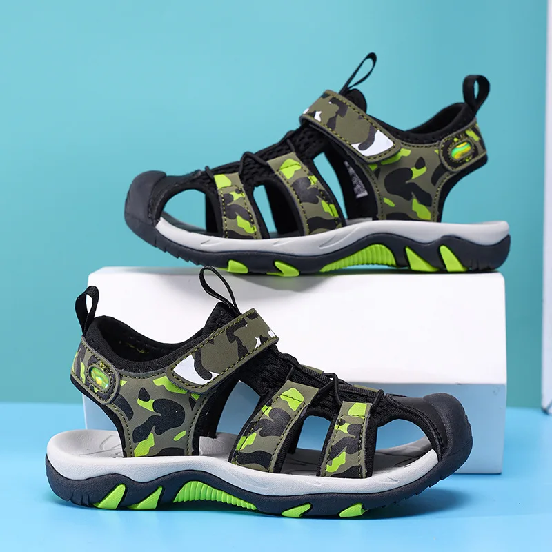 Big Kids Cover Toes Sandals Boy Hollow Shoes Hoop Loop Camouflage Sneakers Summer Child Teenager Barefoot  Shoes High Quality 39
