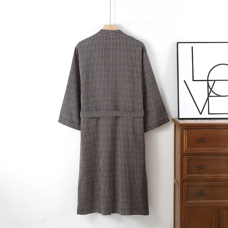 Spring Autumn Men Plaid Robe 100% Cotton Kimono Men Top Quality  Bathrobe Male Chinese Style Men's Casual Sleep Kimono Robe