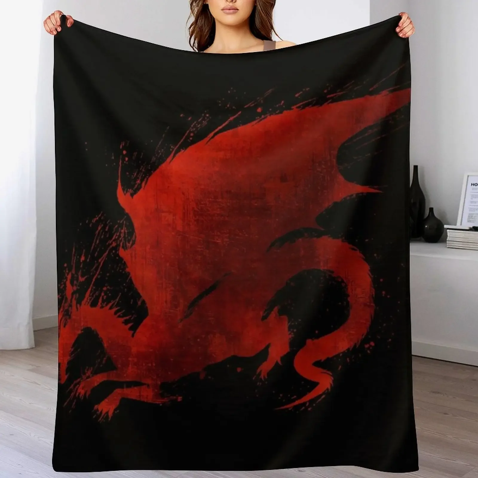 Dragon Age Origins: Blood Dragon V2 Throw Blanket Travel Size Cozy Blanket for Plane Train