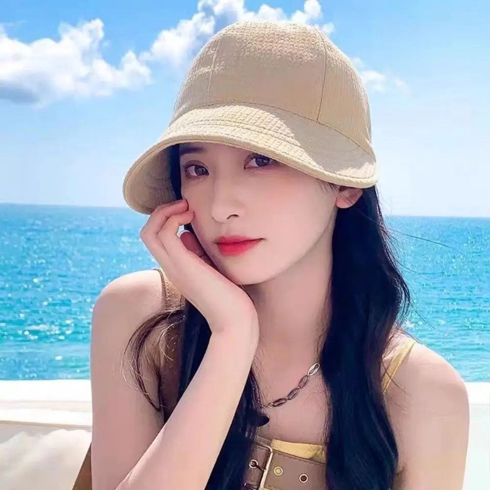 

Fashion Solid Color Waffle Bucket Hat Quick-drying Anti-UV Waffle Beach Cap Casual Hiking Cap Wide Brim Sun Hat Male