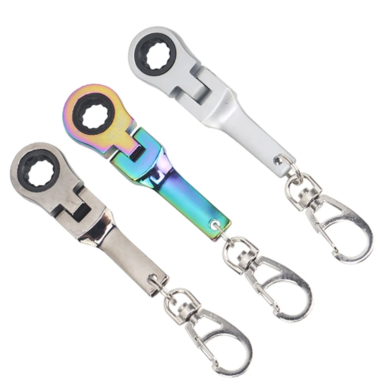 Creative 10mm Ratchet Wrench Mini Shaped JDM Metal Racing Keychain Key Chain Ring Keyring Adjustable Wrench Tools