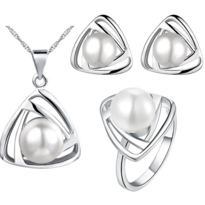 simulated Pearl pendant Necklace Earrings ring fashion Jewelry sets accessories dropshipping new arrival Brand bridal girl