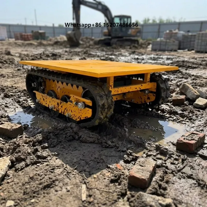 Unmanned Electric Rubber Track Chassis Remote Control All Terrain Flat Platform Short Distance Logistics Cart
