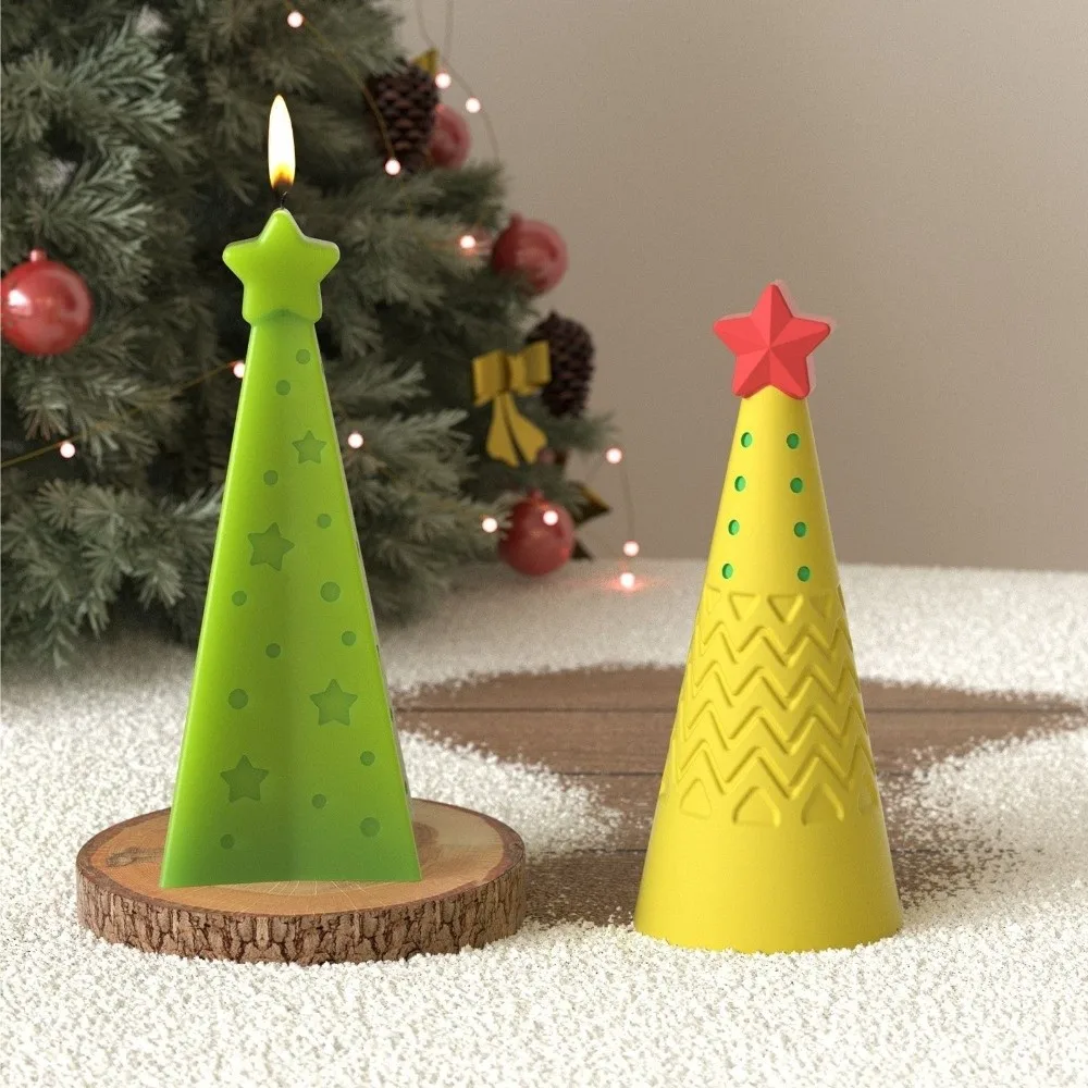 New Silicone Christmas Cone Candle Mold Epoxy Resin DIY Craft Soap Ornament Mold Crystal Handmade Cake Resin Mold Xmas Decor